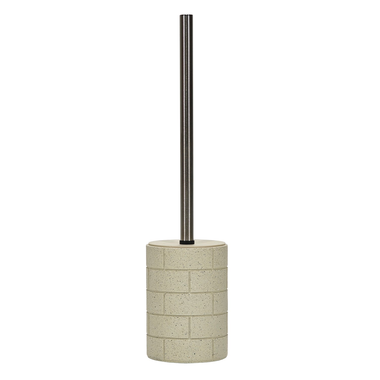 VESTIAMO CASA - Portascopino con scopino in Poliresina Effetto Pietra Beige - h40 cm diametro 9,5 cm